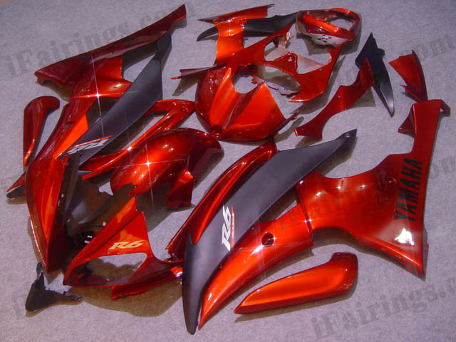 2008 to 2015 YZF R6 candy red and black fairings